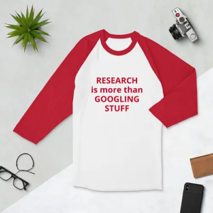 3/4 sleeve raglan shirt (Googling Stuff. red text)