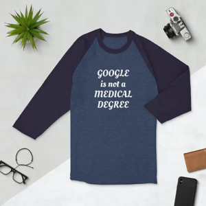 3/4 sleeve raglan shirt (Medical Degree, white text)