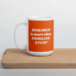 Googling Stuff Mug (orange w/ white text)