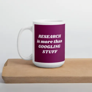 Googling Stuff Mug (purple w/ white text)