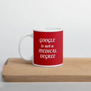 Medical Degree Mug (red w/ white text)