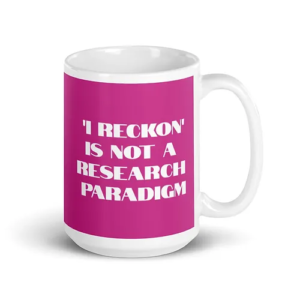 Research Paradigm Mug (pink w/ white text)