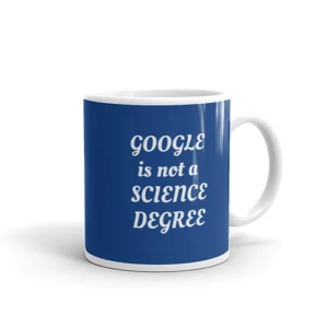 Science Degree Mug (navy w/ white text)