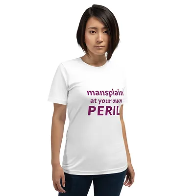 Short-Sleeve Unisex T-Shirt (Mansplain, purple text)