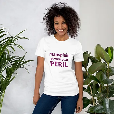 Short-Sleeve Unisex T-Shirt (Mansplain, purple text) - Image 3