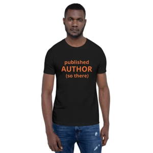 Short-Sleeve Unisex T-Shirt (Published Author, orange text)