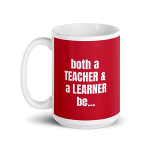 Teacher & Learner Mug (red w/ white text)