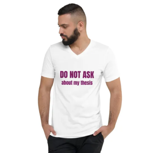 Unisex Short Sleeve V-Neck T-Shirt (Do Not Ask, purple text)
