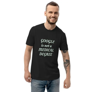Unisex recycled t-shirt (Medical Degree, pale green text)