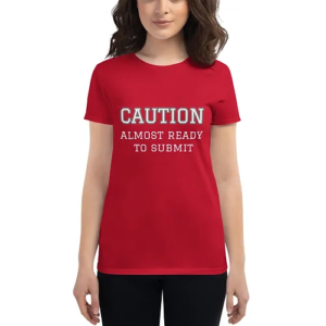Women's short sleeve t-shirt (Caution, grey text)