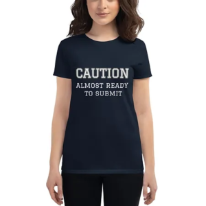 Women's short sleeve t-shirt (Caution, grey text)