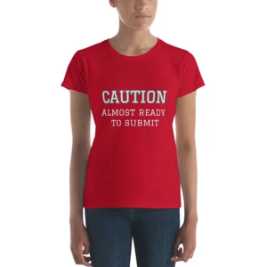 Women's short sleeve t-shirt (Caution, grey text)