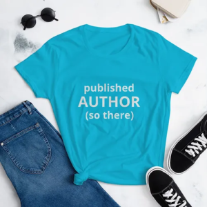 Women's short sleeve t-shirt (Published Author, grey text)