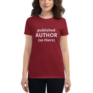 Women's short sleeve t-shirt (Published Author, grey text)