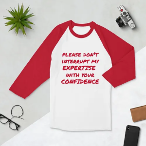 3/4 sleeve raglan shirt (Expertise, red text)